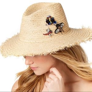 Steve Madden Women’s Embellished Insects Panama Hat (Natural, One Size)